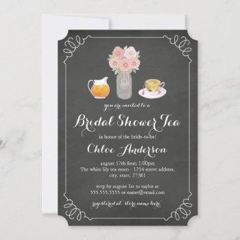 teacup chalkboard bridal shower tea party invite