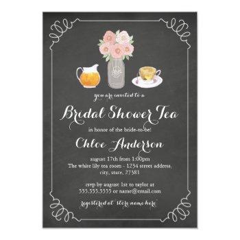 Teacup Chalkboard Bridal Shower Tea Party Invite Front View