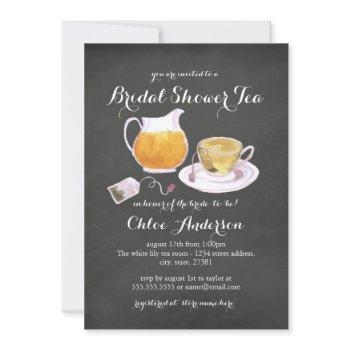 teacup chalkboard bridal shower tea party invite