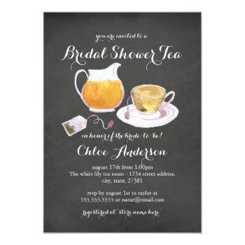 Teacup Chalkboard Bridal Shower Tea Party Invite Front View
