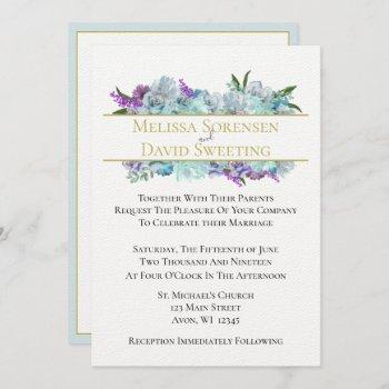 teal blue bouquet tradition wedding suite ceremony invitation