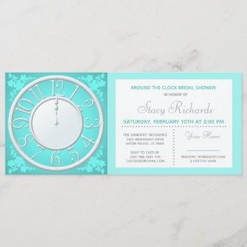 teal floral around the clock shower invite