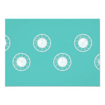 Teal Floral Around The Clock Shower Invite Front View