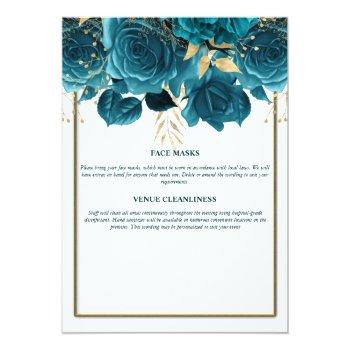 Teal Gold White Rose Watercolor Bridal Shower  Invitation Front View