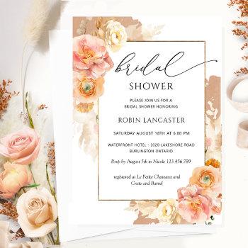 terracotta and peach floral bridal shower /brunch invitation