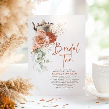 terracotta burnt orange bridal shower tea party invitation