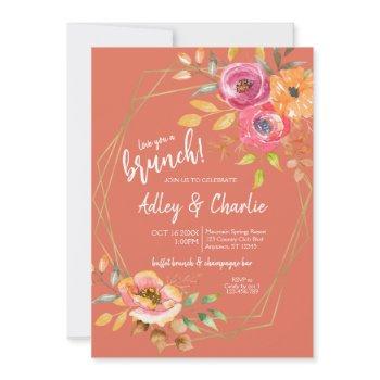 terracotta fall floral watercolor wedding shower invitation