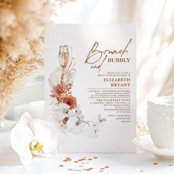 terracotta floral brunch and bubbly bridal shower invitation