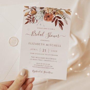 terracotta flowers boho fall earthy bridal shower invitation