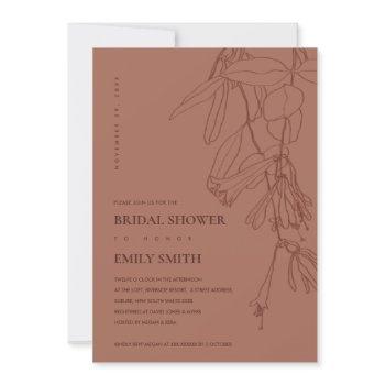 terracotta line drawing floral bridal shower card
