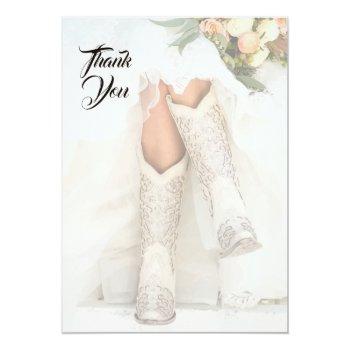 Texas Bride In Rhinestone Boots Bridal Shower Thank You Card Front View