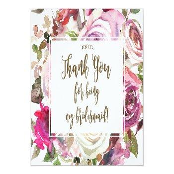 Thank You For Being My Bridesmaid Card Front View