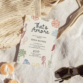 that's amore colorful illustrated bridal shower invitation