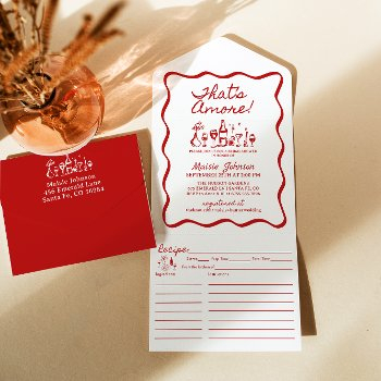 That's Amore French Inspired Bridal Shower All In One Invitation Front View