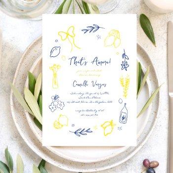 thats amore hand drawn italian lemon bridal shower invitation