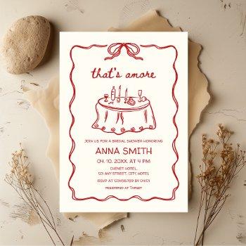 that's amore hand-illustrated red bridal shower invitation