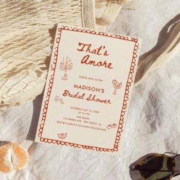 that's amore italian hand drawn bridal shower invitation