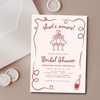 that's amore italian hand drawn red bridal shower invitation