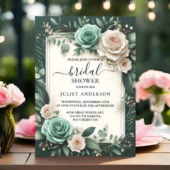 the nature garden plant dark green bridal shower invitation