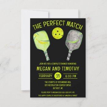 the perfect match pickleball couples bridal shower invitation