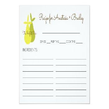 The Perfect Pair Pears Bridal Shower Recipe Cards Front View