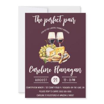 the perfect pair! wine and cheese bridal shower invitation