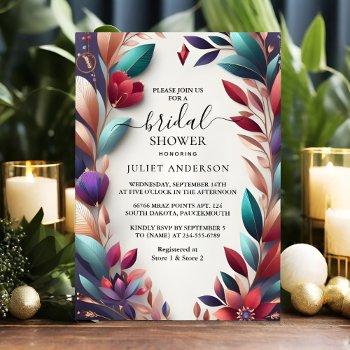 the soft teal fall bold jewel tone bridal shower invitation