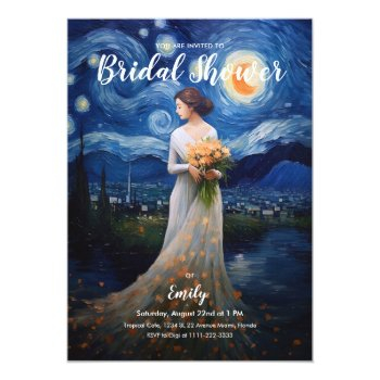 The Starry Night Theme Bridal Shower | Wedding Invitation Front View