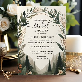 the wood tree rustic barn farm arch bridal shower invitation