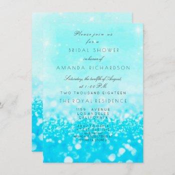 tiffany ocean blue aqua glitter bridal shower invitation