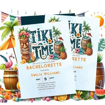 tiki bachelorette tropical luau hawaiian invitation