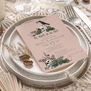 til death gothic irish floral skull bridal shower invitation
