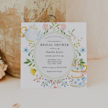 time for tea bridal shower wildflower invitation