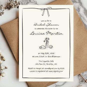 timeless chic coquette bow bridal shower brunch  invitation