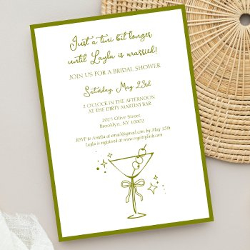 tini bit longer dirty martini olive bridal shower invitation