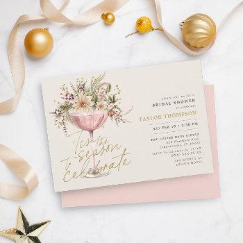 tis the pale pink winter bridal shower  invitation