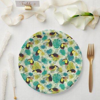 toucans white paper plate