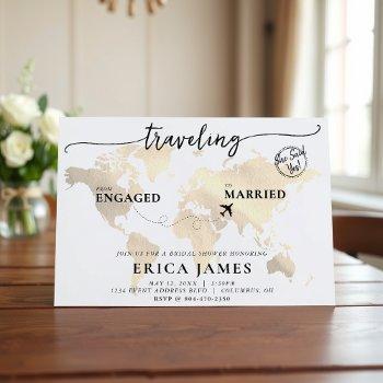 traveling from engaged to married bridal shower invitation