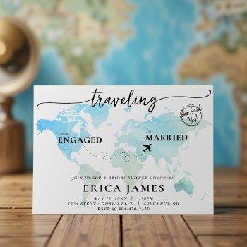 traveling from engaged to married bridal shower invitation