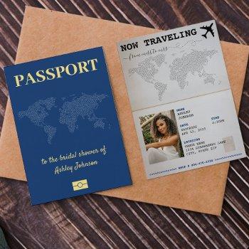 traveling from miss to mrs passport bridal shower invitation