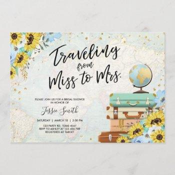 traveling from miss to mrs sunflower bridal shower invitation