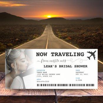 traveling from miss to mrs ticket bridal shower invitation