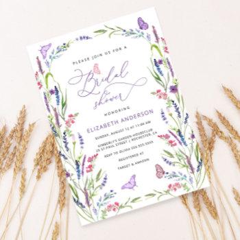 trendy elegant floral lavender bridal shower invitation
