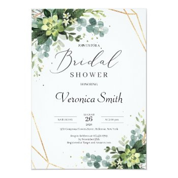 Trendy Greenery Succulent Gold Frame Front View