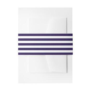 trendy nautical navy blue & white stripe wedding invitation belly band