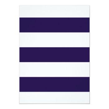 Trendy Nautical Navy Blue & White Stripe Wedding Invitation Belly Band Front View