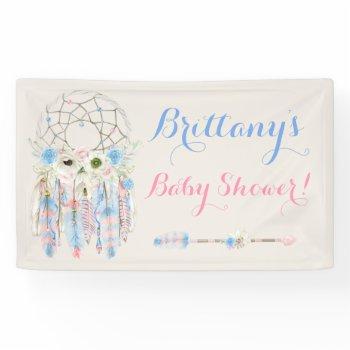 tribal boho dream catcher baby blue & pink banner