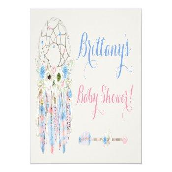 Tribal Boho Dream Catcher Baby Blue & Pink Banner Front View