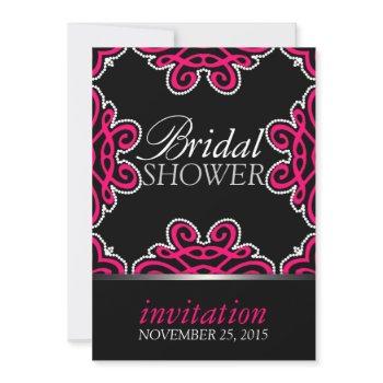 tribal decor hot pink & black bridal shower party invitation