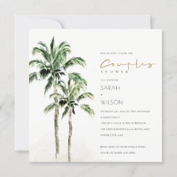 tropical beach palm trees couples shower invite